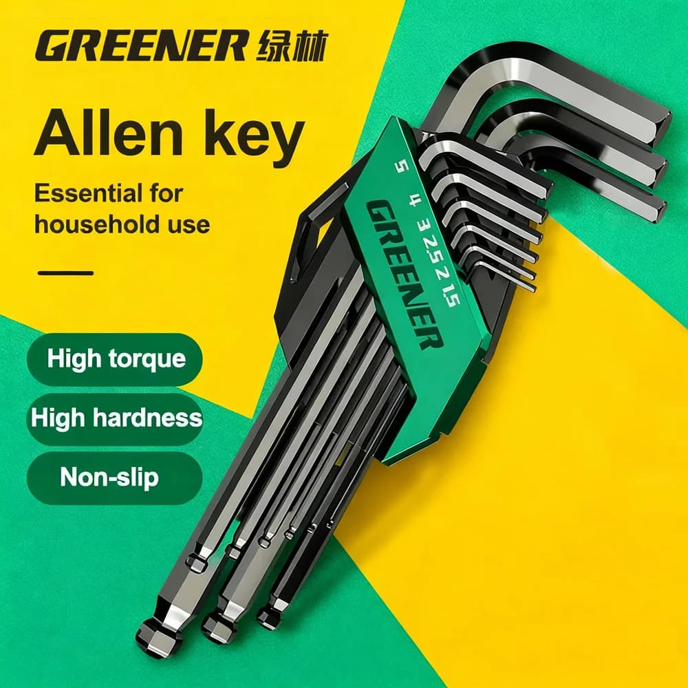GREENERY Extended Rainbow Green Key Set Hexagonal Key Multifunction Tool for Short Arm Universal Key Tool