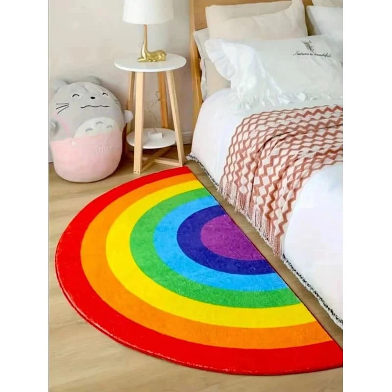 VIKAMA Tappeto a mezzaluna arcobaleno, tappetino per ingresso, tappeto per camera da letto, soggiorno, decorazione per la casa