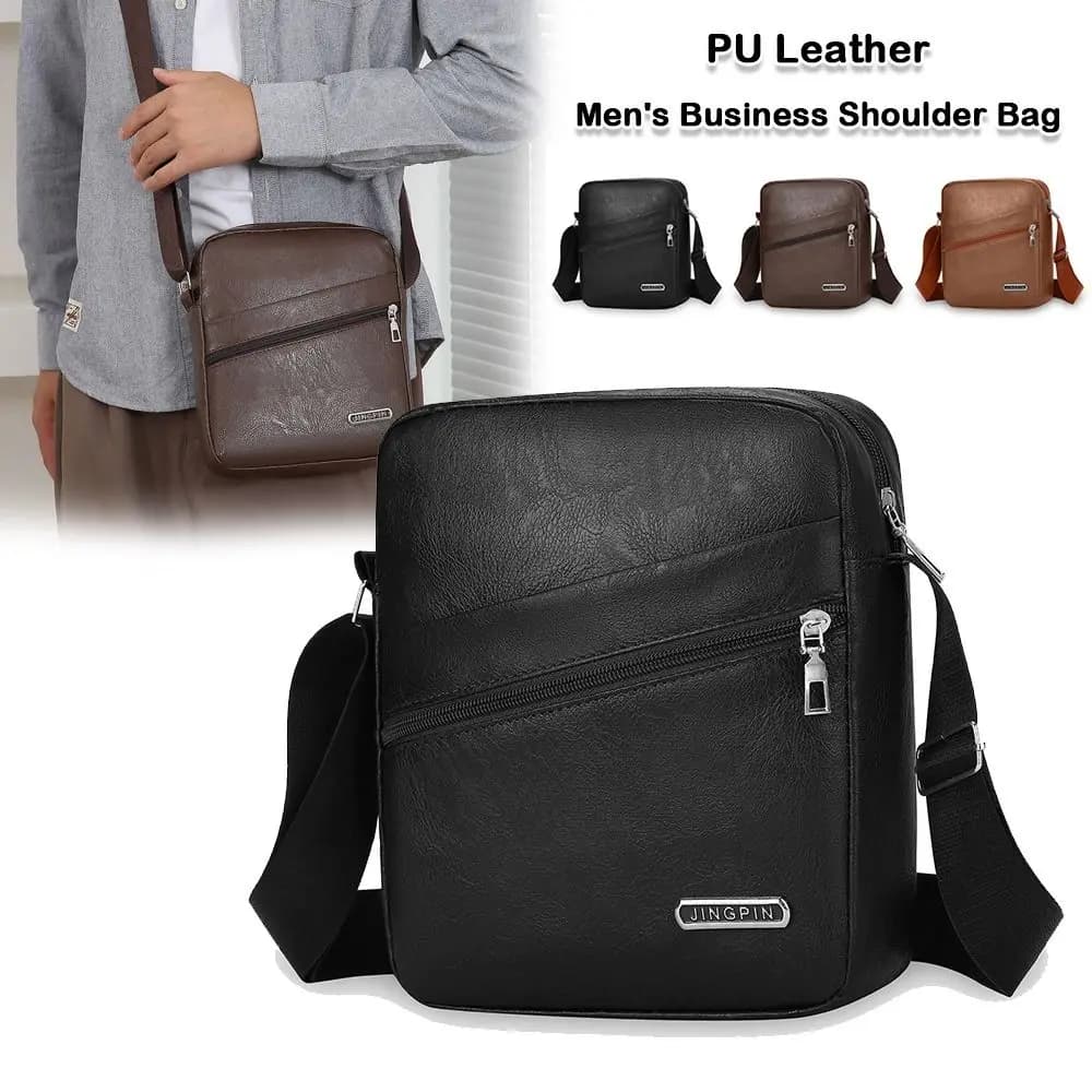 Casual PU Men's Business Shoulder Bag Waterproof Multifunctional Male Handbag Mobile Phone Bags