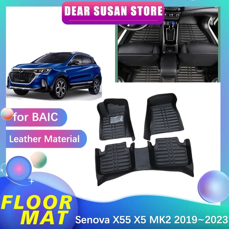 Car Mat for BAIC Senova X55 X5 MK2 2019 ~ 2023 inner lining leather pad cover waterproof custom carpet accessories for carpets