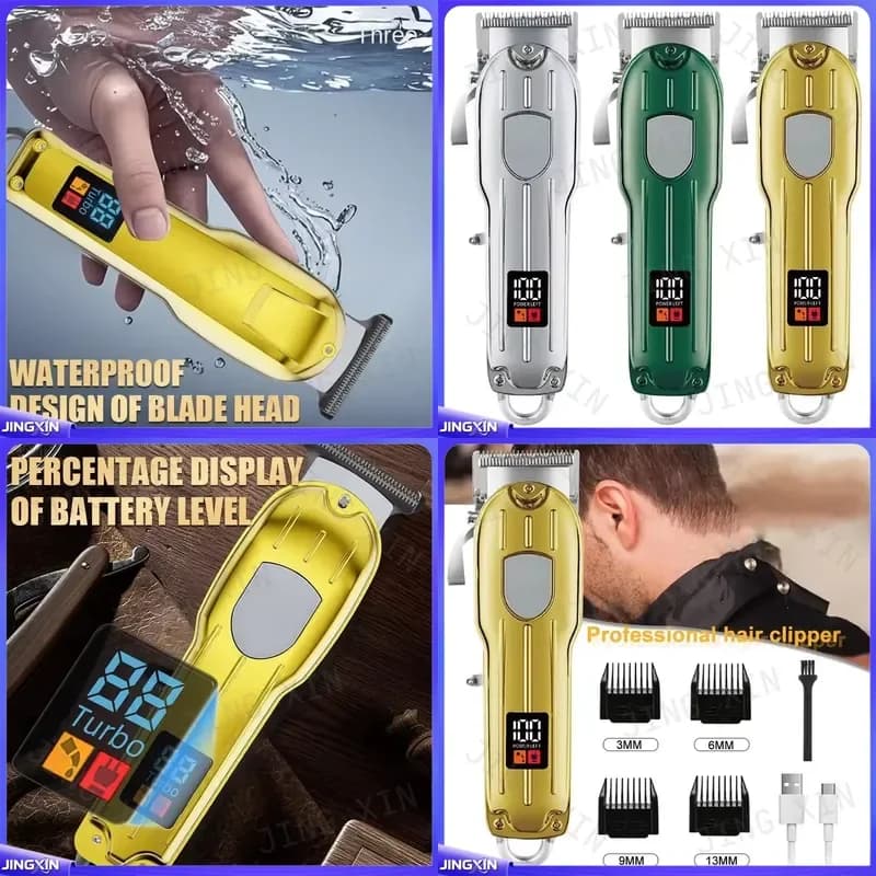 custom for Professional Rechargeable Electric Hair Trimmer Men Barber Stainless Steel USB Cordless Beard Clipper Grooming Kit