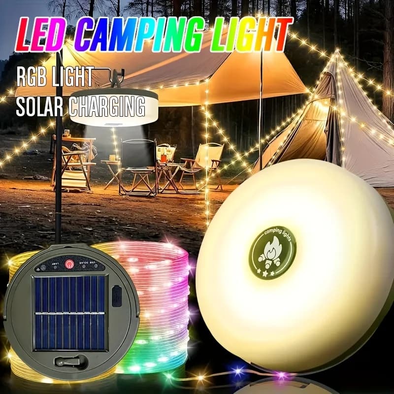 Luci da campeggio, luce da campeggio portatile ricaricabile, ricarica USB, stringa di luci per tende impermeabili per campeggio, Natale