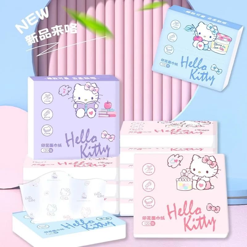 New Hello Kitty Bag Tissues 6 Pack Portable Facial Tissues 3 Ply Sanrio Cute Print Travel Tissues Unscented Girls Gift Wholesale