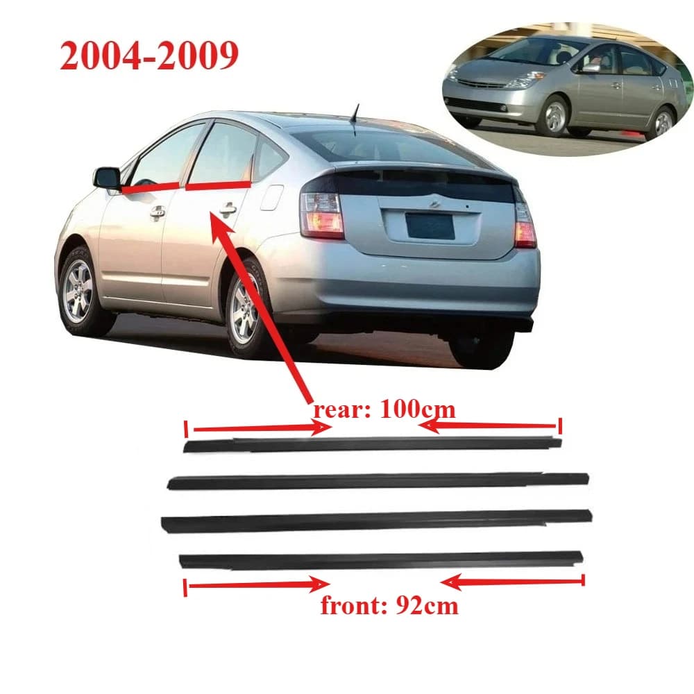 4 Pezzi Guarnizione Guarnizione in Vetro Nero per Toyota Prius 2004-2009 Finestre in Gomma di Vetro per Prius C Phv Esterno 75720-47010