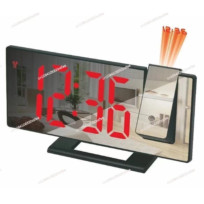 Sveglia con proiezione a specchio, display a grande schermo, orologio da tavolo luminoso digitale intelligente multifunzione
