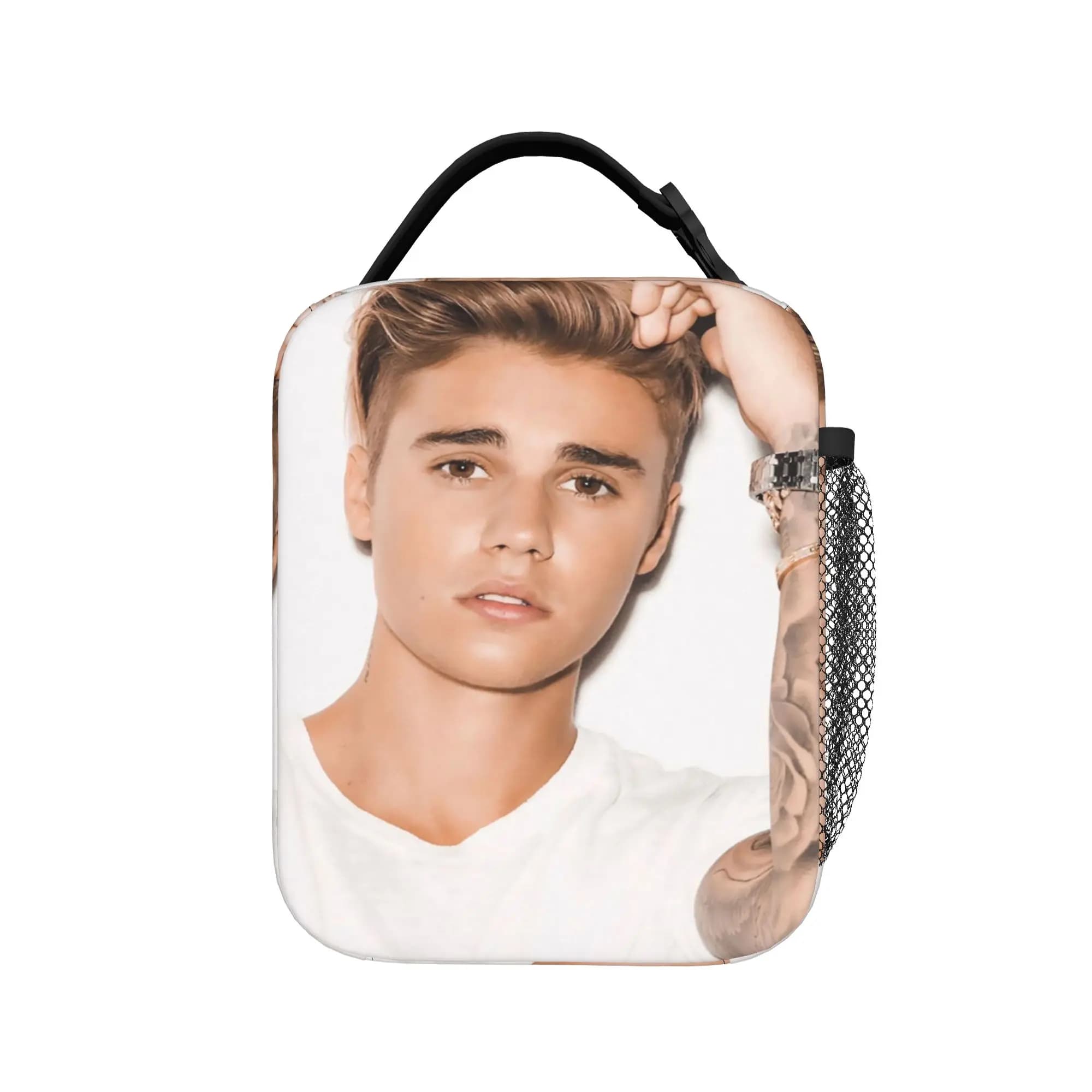 Borsa termica per il pranzo Music Justin Bieber, borsa termica riutilizzabile, contenitore per il pranzo, borsa per il pranzo JBiebs Singer, borsa per il pranzo, borsa per la scuola