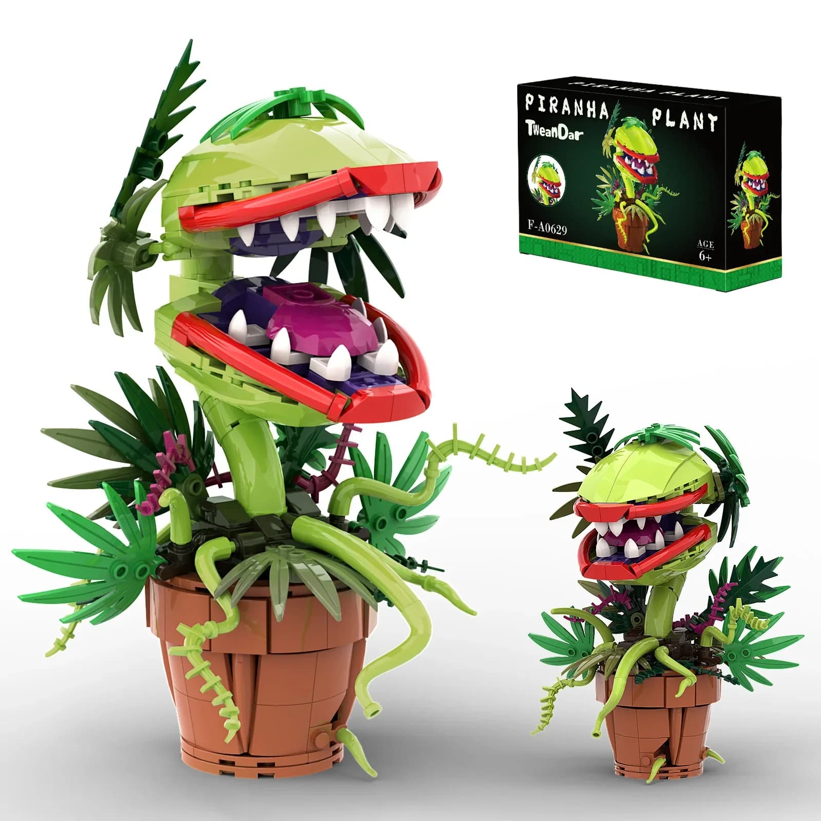 JAKI Creative Carnivorous Potted Plant Man-Eating Flower Building Blocks Home Decoration Collection MOC Bricks Toys For Gift