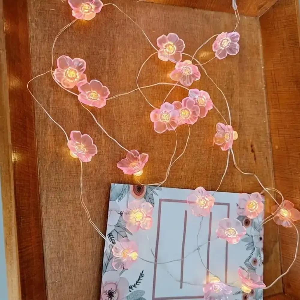 Luci fatate impermeabili a forma di fiore di ciliegio 20/10 LED, luci a stringa LED da 1M/2M alimentate a batteria, decorazioni, ghirlanda di fiori, lampada