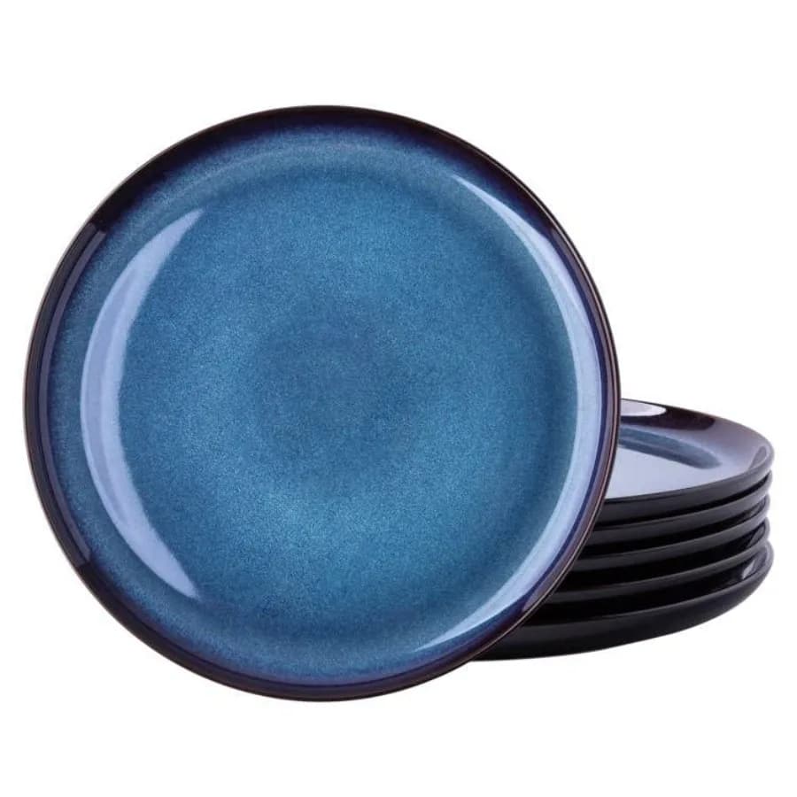 Set di Piatti in Ceramica, Piatti da Insalata in Porcellana Leggera con Smalto Reattivo, Set di Stoviglie dal Design Moderno per Cucina, Adatti al Microonde