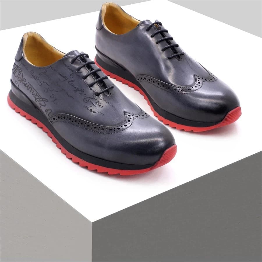 Luxury Designer Men's Oxford Sneakers Cow Genuine Leather Lace-up Brogue Man Shoes Round Toe Casual Business Office Footwear