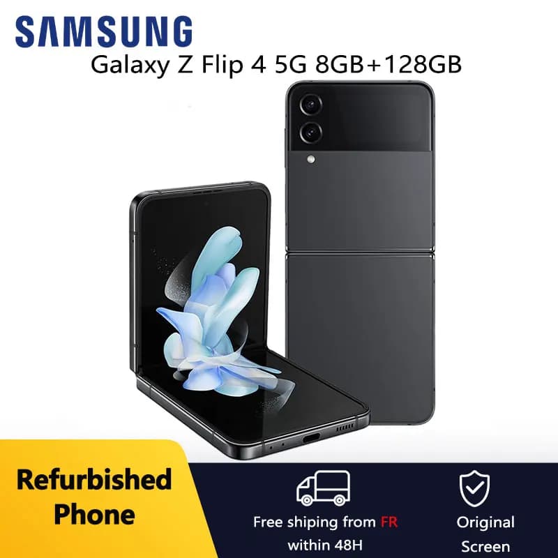 Samsung Galaxy Z Flip 4 5G ricondizionato 6,7" 8 GB 128/256/512 GB NFC Snapdragon Cellulare intelligente pieghevole Eccellente condizione