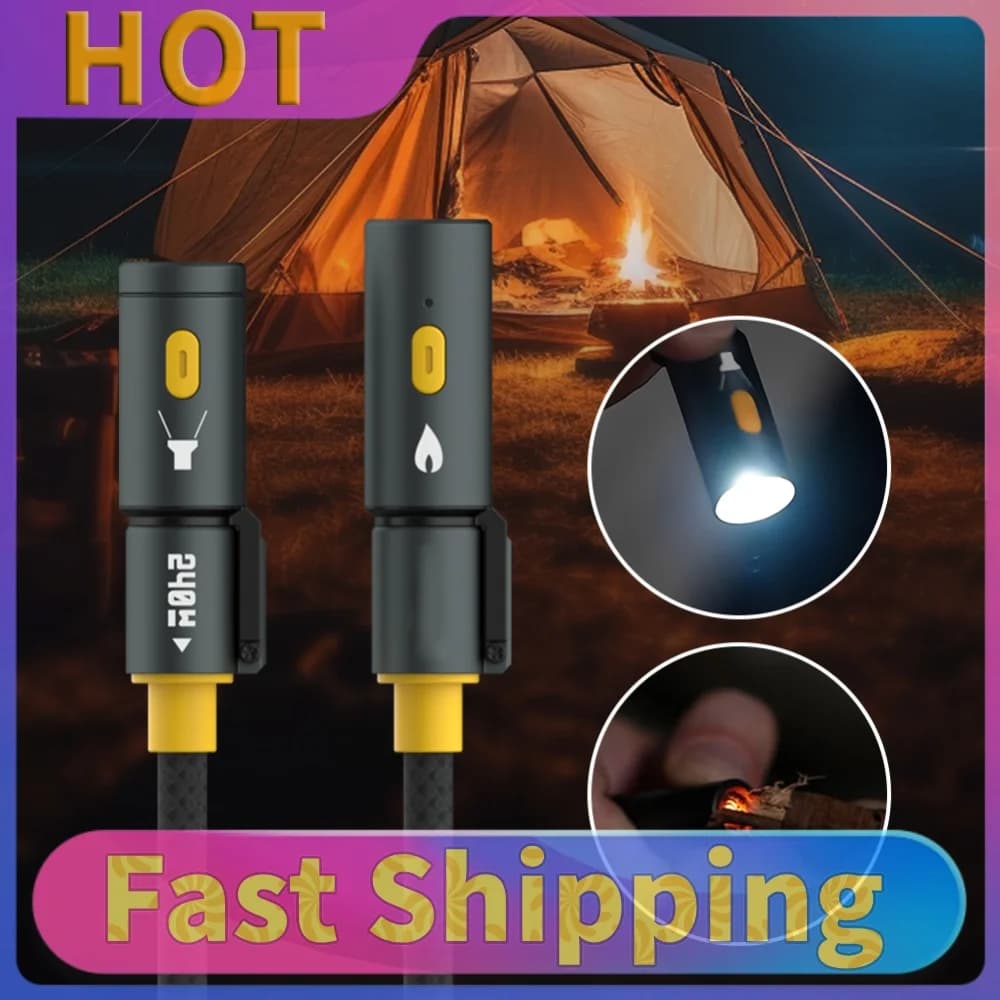 240W Braided USB C Cable with Lighter & LED Flashlight Fast Phone Charging Cord for iPhone 16 Pro Max/Pad/Phones/Tablets/Laptop