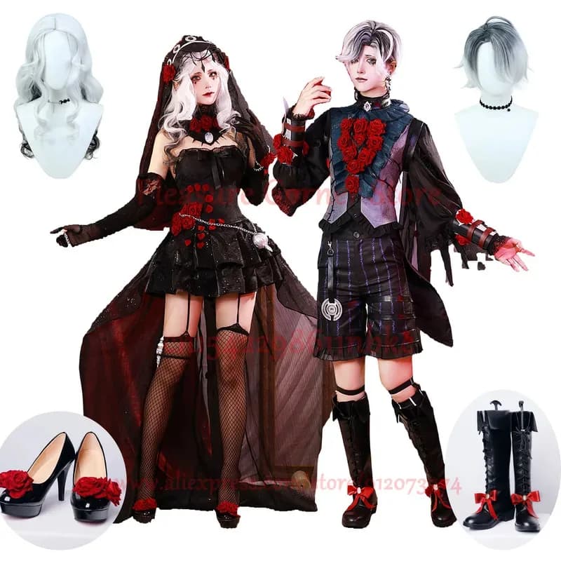 Game Identity V Ada Messmer Costume Cosplay Abito sexy Abito scuro Luminaria Emile Costume cosplay Luminaria Paziente Set completo Parrucche