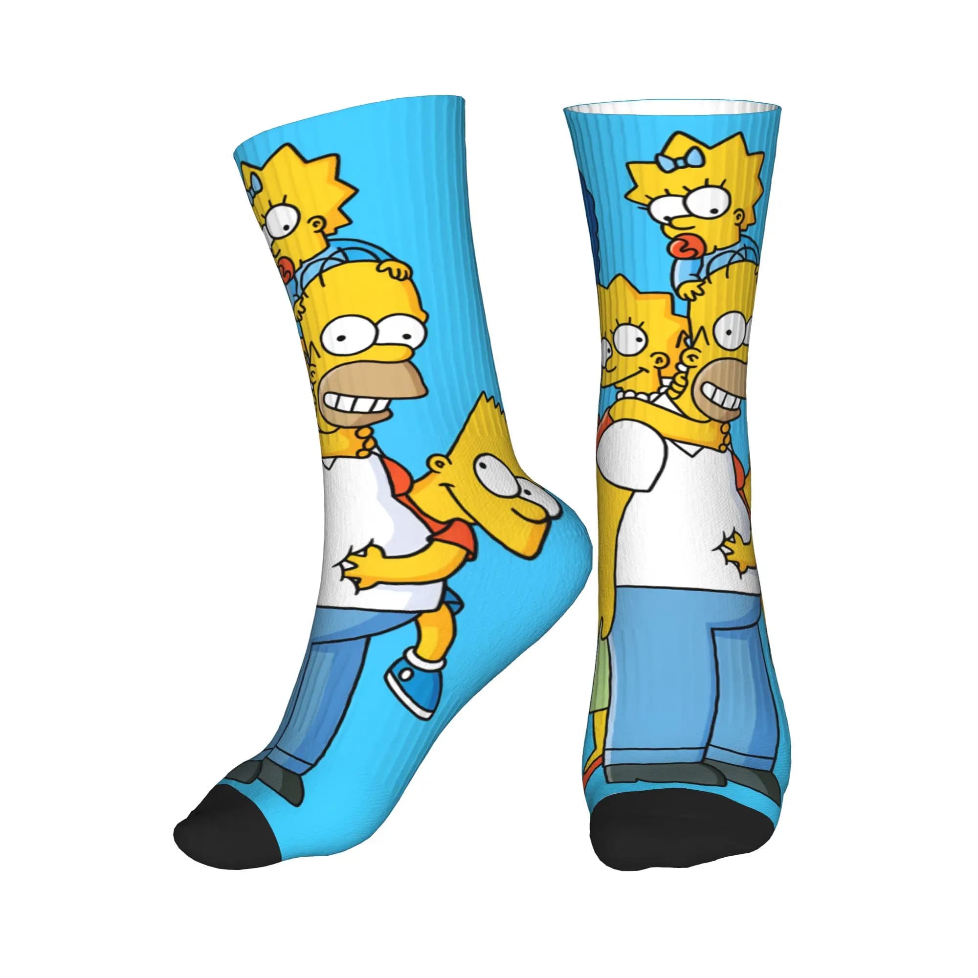 Calzini Divertenti per Coppie con Ritratto Classico della Famiglia Simpson, Calze Traspiranti per il Tempo Libero Autunnale, Calzini Personalizzati Antiscivolo per Ciclismo