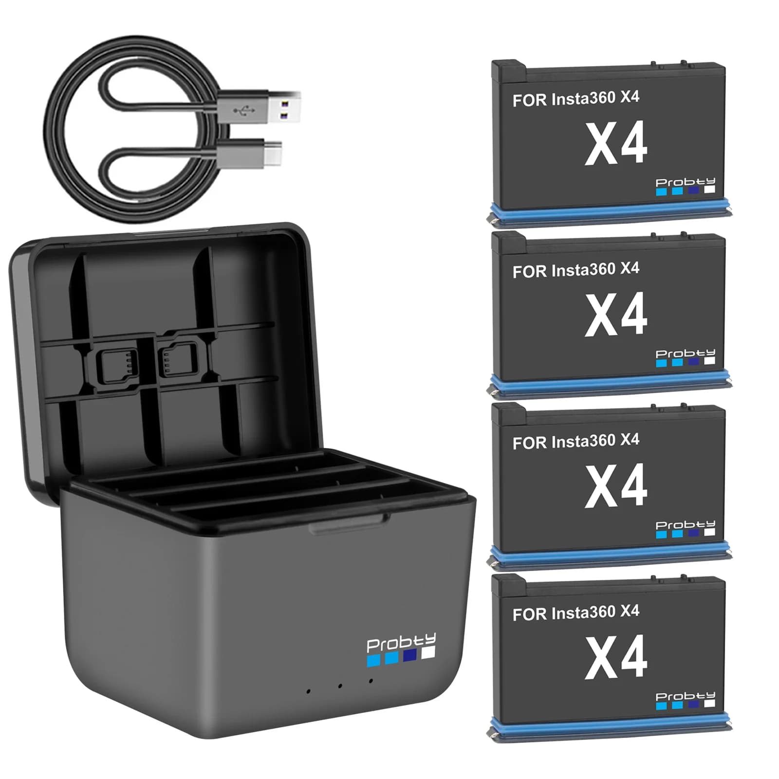 Per Insta360 X4 Batteria 2600mAh + Custodia di ricarica rapida Scatola di immagazzinaggio per Insta 360 ONE X 4 Accessori di alimentazione