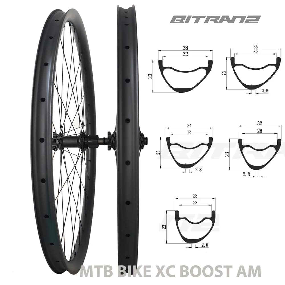 Set di ruote per bici da mtb 29er 23mm alto asimmetrico 36mm 34mm 32mm 30mm 28mm larghezza 28h disco tubeless XC BOOST AM ruote per bicicletta in ghiaia UD