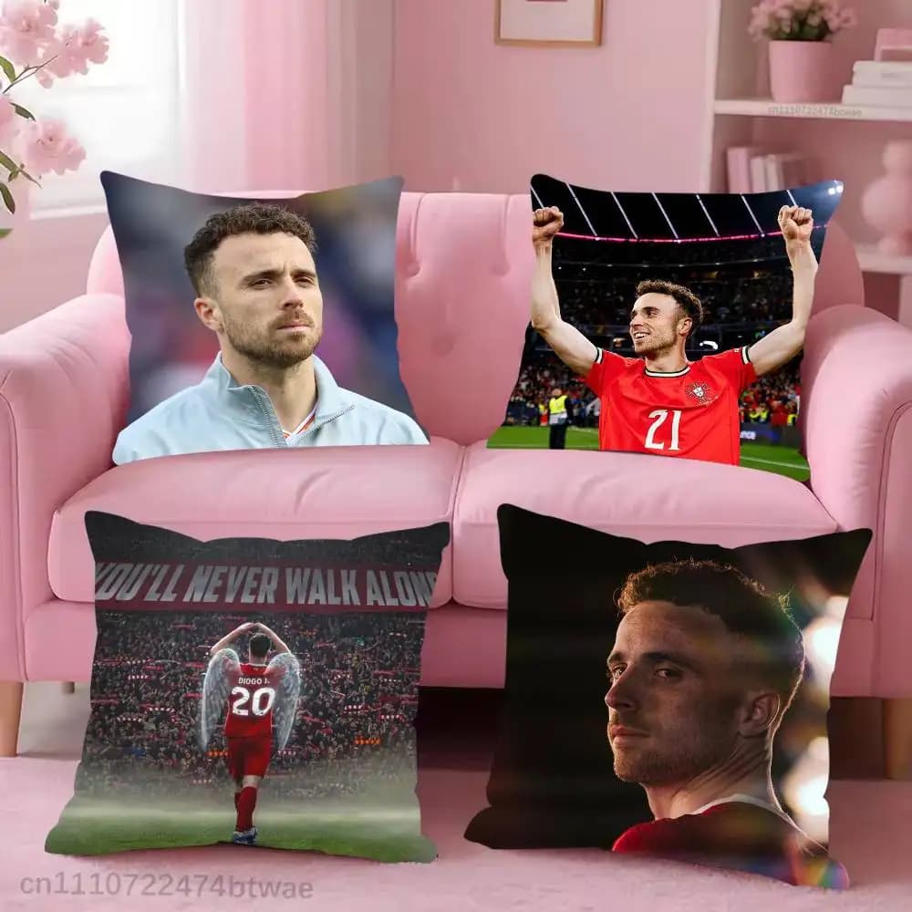 YNWA Diogo J-Jota Portugal Pillow Case For Sofa Bedroom Living Room Plush Cushion Cover Decorations and Protector