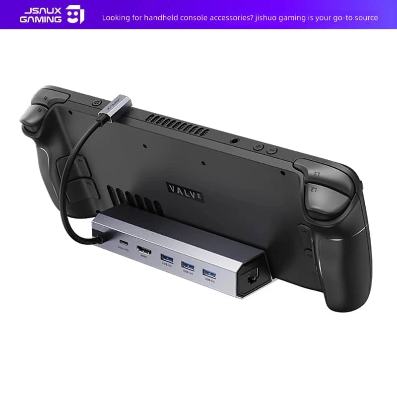 Dock USB C JSAUX, Stazione di Docking Portatile per Steam Deck & OLED Rog Ally con Porte PD+USB3.0+HDMI+Ethernet Gigabit