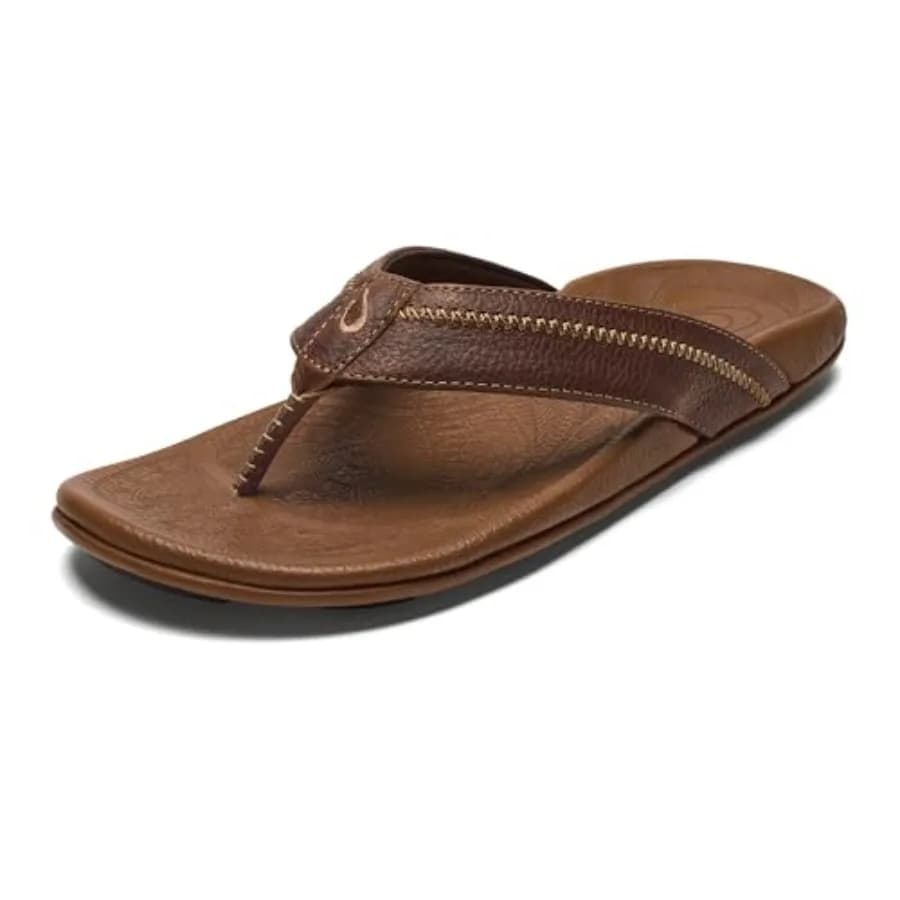 Hiapo Men's Leather Beach Sandal, Crafted Materials, Lightweight and Durable, All-Day Comfort and Support