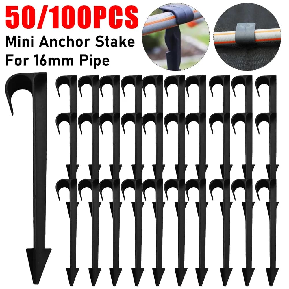 50/100PCS Ancoraggio per tubo di irrigazione da giardino per tubi da 16mm Pali fissi Micro tubo di ancoraggio Mini palo di terra per tenda Irrigatore da giardino