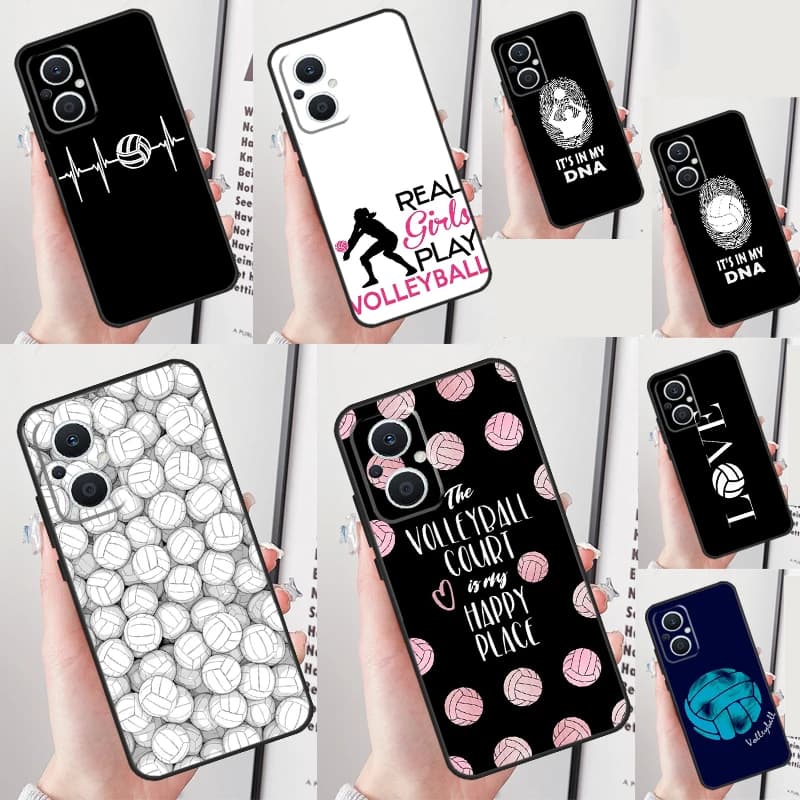 Cover for OPPO Reno 15F 14F 11 F 12 13 14 10 15 Pro 7 8 Lite OPPO Find X5 X6 X8 X9 Pro with design 'Love Play Volleyball'