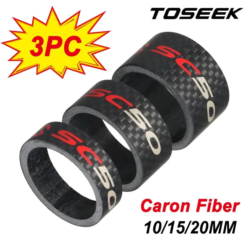 TOSEEK rondella per cuffie da bicicletta in fibra di carbonio ultraleggera 1-1/8 pollici Mtb Stem distanziali per manubrio Mountain Road Bike rondella forcella anteriore