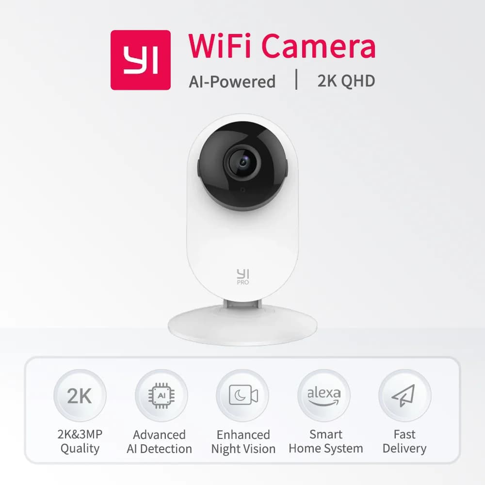 YI Pro Home 2K Wifi Surveillance camera 3MP IP CCTV Smart Home Baby Pet Monitor Security Protection Compatible with Alexa