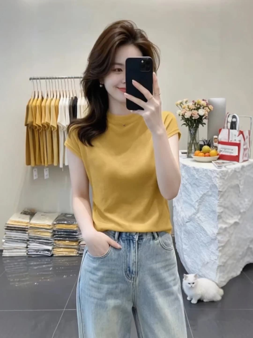 Casual Commute Style Short Sleeve Knitted Top Thin Summer New Loose plus Size Conceals Belly Women's Fashion Soft Breathable