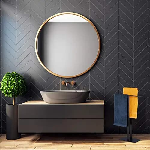 Portasciugamani nero autoportante a doppia barra per bagno, struttura in ferro, 82x50x19 cm
