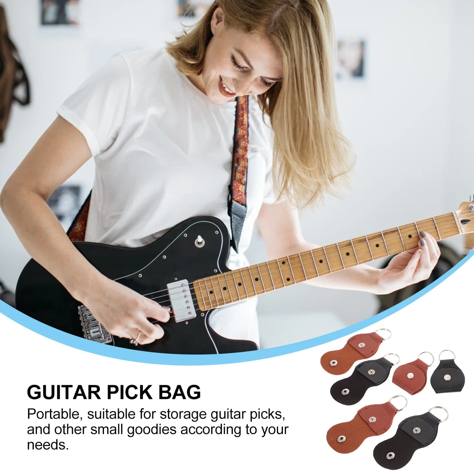 Custodia per plettro per chitarra da 6 pezzi Robusta design compatto Supporto per materiale di lunga durata per plettri per chitarra acustica elettrica portatile