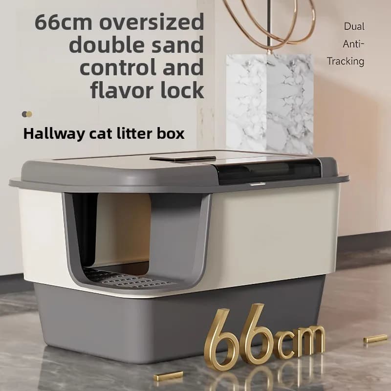 Extra Large Corridor Style Enclosed Cat Litter Box Anti Splash Channel Odor Control Cat Litter Litter Box Cat Care Products