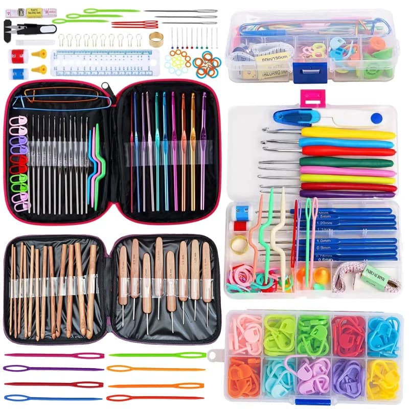 Kit uncinetti con custodia Strumenti per cucire e tessitura Uncinetto in filato per uso domestico per principianti e amanti dell'uncinetto esperti TMZ