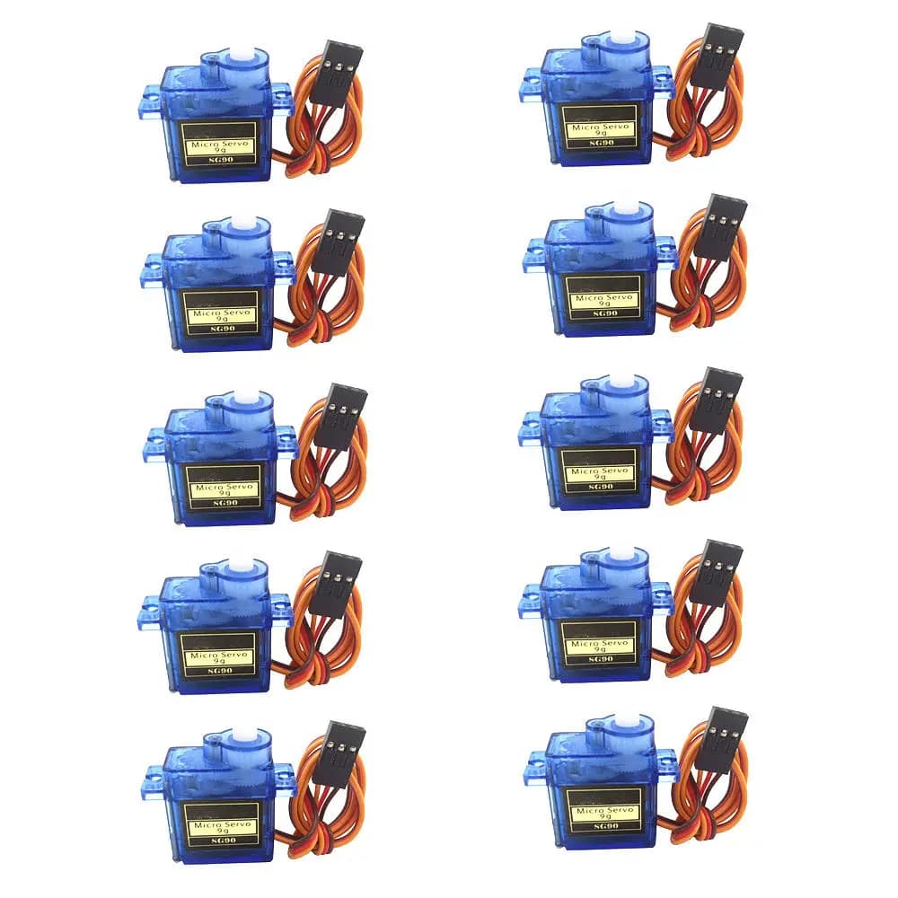 Micro Servomotori SG90 9g, Confezione Multipla 5/10/20pz, Rotazione 180/360 Gradi, Kit di Montaggio per Auto RC, Aeroplani, Arduino UNO, Fai da Te
