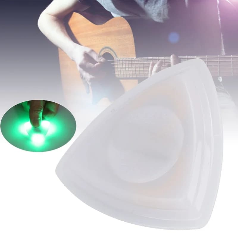 Plettro Luminoso per Chitarra in Plastica Alimentare con LED e Batteria Integrata (Verde)