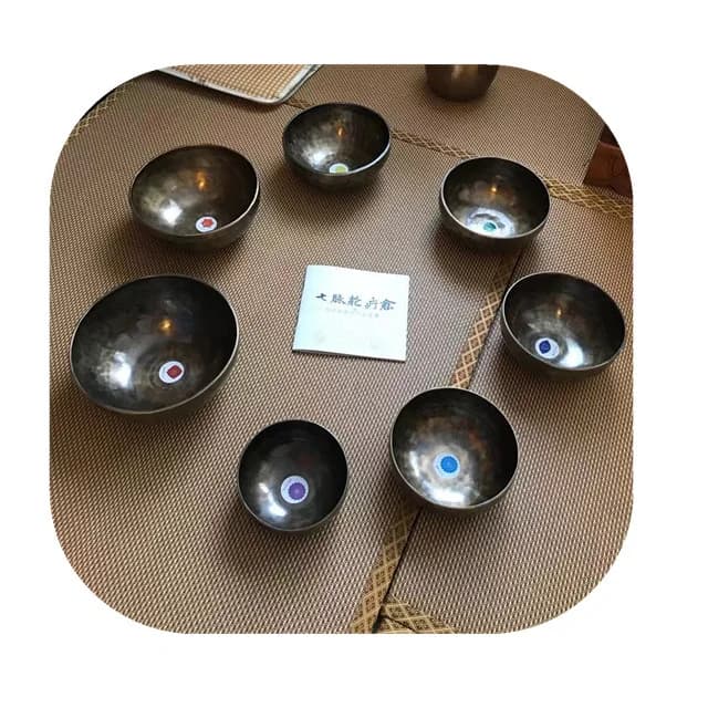 New Arrivals Spiritual Full Moon Bowl Seven Chakras Natural Brown Tibetan 7 Chakra Singing Bowls Set for Healing