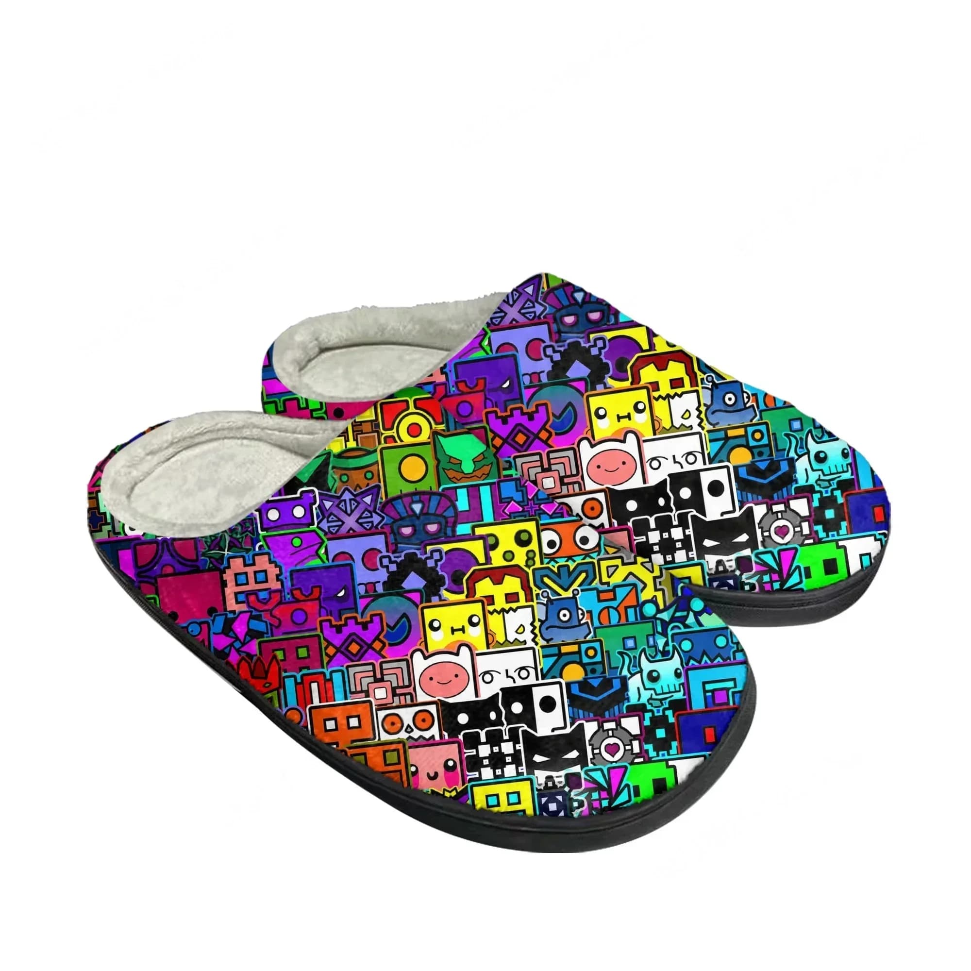 Pantofole in cotone Geometry Dash Home, modello cartone animato, da uomo, da donna, per adolescenti, in peluche, per camera da letto, casual, calde, su misura