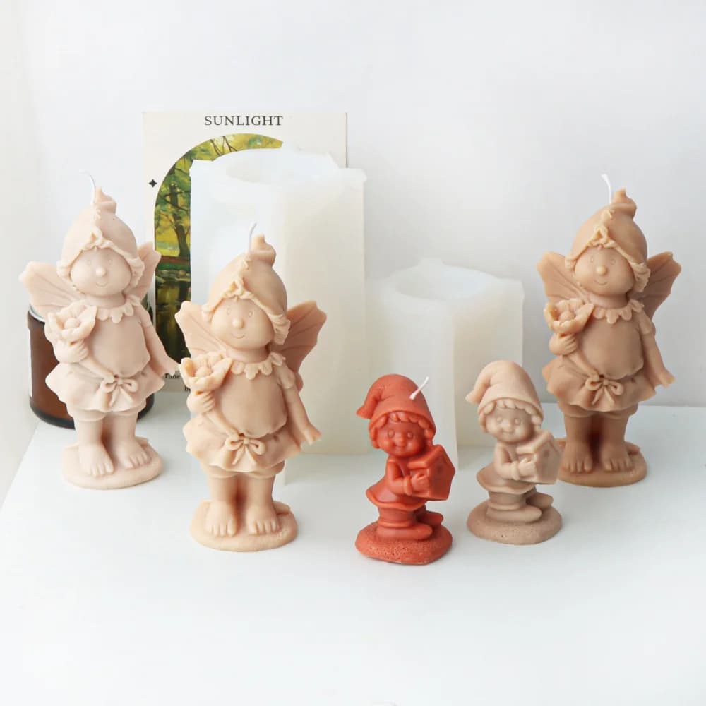 Sunflower Fairy Angel Silicone Mold for DIY Aromatherapy Candles Adorable Elf Doll Design Perfect for Crafting and Home Decor