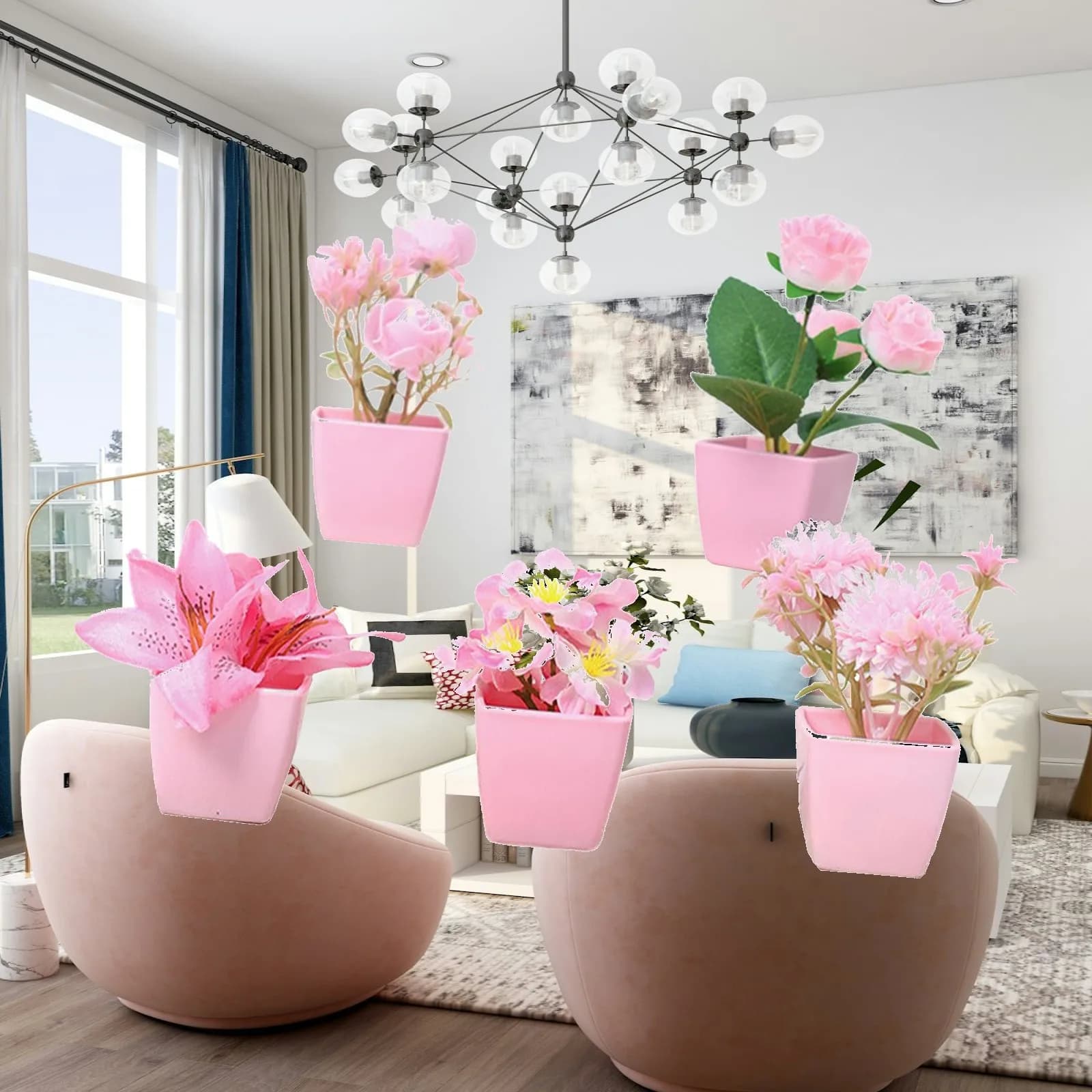 5Pcs Simulated Flower Pots Mini Potted Plants Plants Flower Containers Faux