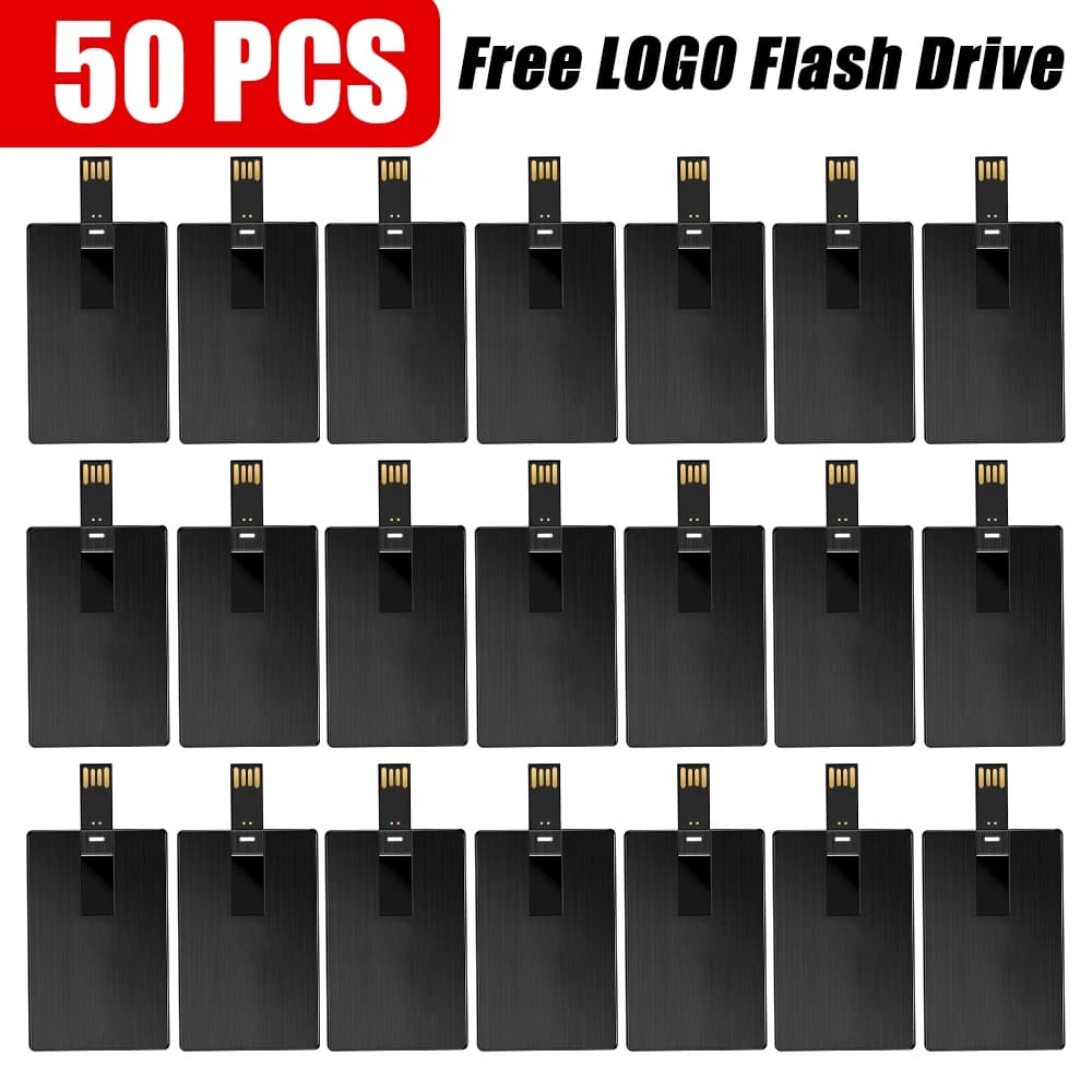 50 pz. Chiavetta USB 2.0 a Forma di Carta di Credito da 4GB 8GB 16GB 32GB 64GB 128GB, Pen Drive Personalizzabile con il Tuo Logo, Regalo U Disk