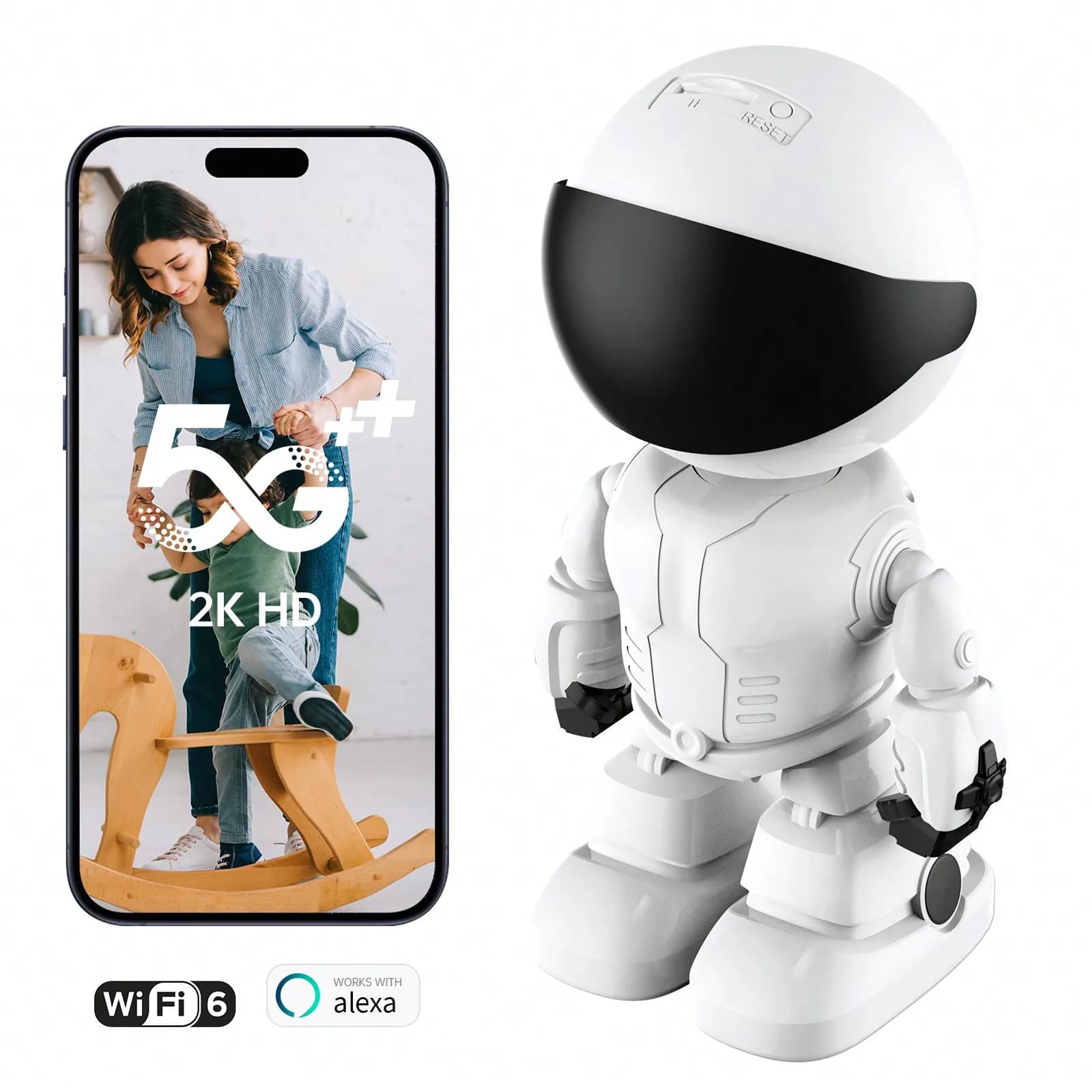 Baby Monitor con Telecamera e Audio ad Ampio Angolo SmartEye Mobile Night Video - Telecamera di Sicurezza Robotica Wireless 2K per Interni