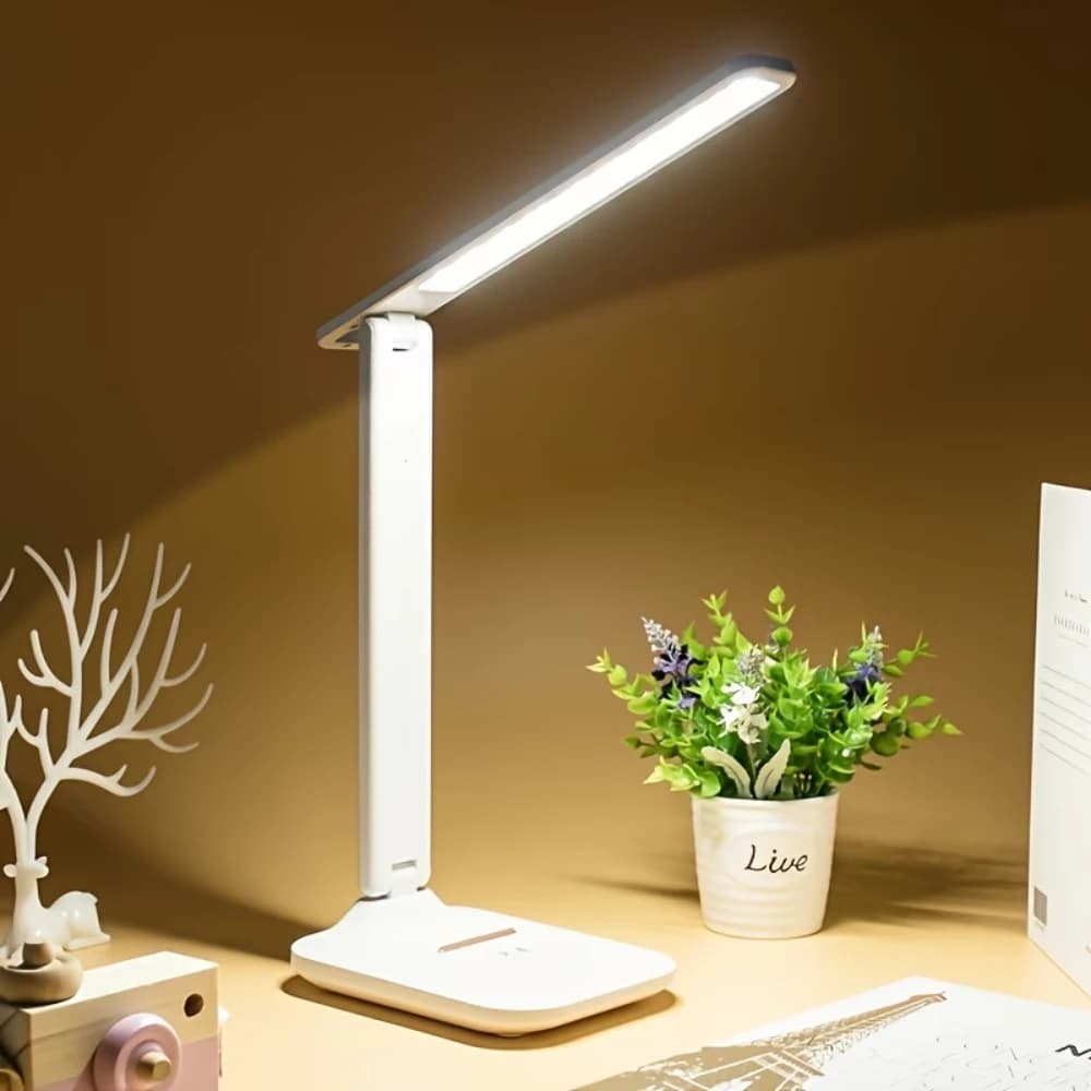 Lampada da scrivania a LED con presa USB, protezione per gli occhi, dimmerabile a sfioramento, lampada da lettura a LED per studenti, dormitorio, camera da letto, studio, ufficio, luci notturne