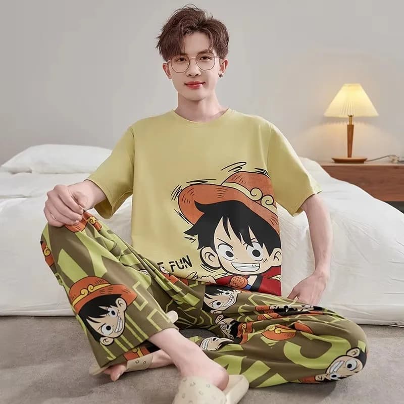2026 Dormi con Luffy in estate! Set pigiama One Piece per coppia, pantaloncini a maniche corte stampati in 3D One Piece indispensabili per gli amici
