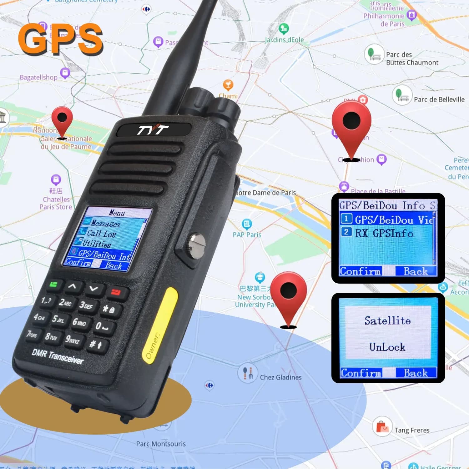 TYT MD-UV390 10W GPS IP67 Wateroof Record VHF UHF Dual Band AES256 Crittografia DMR Walkie Talkie con USB-C 2800mAh Batteria