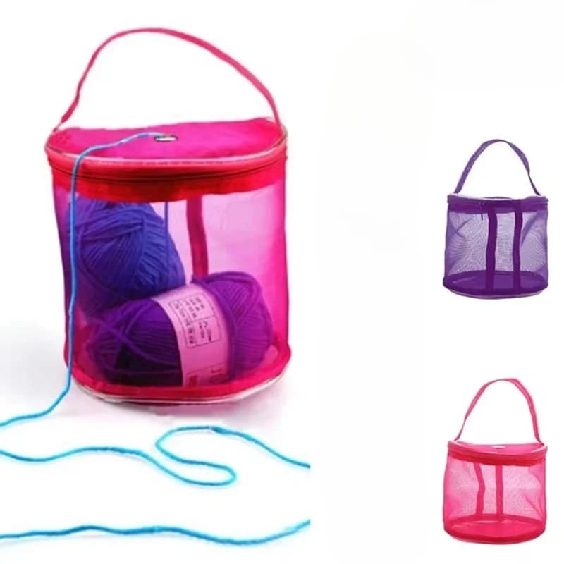 2pcs Portable yarn storage bag, hollow mesh hook and needle storage bag, sewing accessories