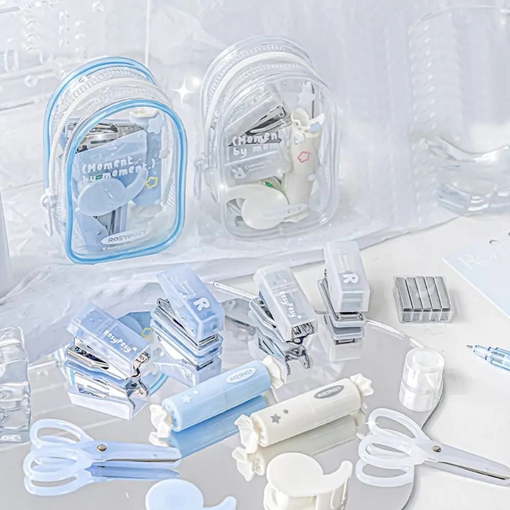 Stationery Portable Mini Punch Stapler Kit INS DIY Crafts Scrapbook Tools Set Handcraft Punch Machine Kit School Office