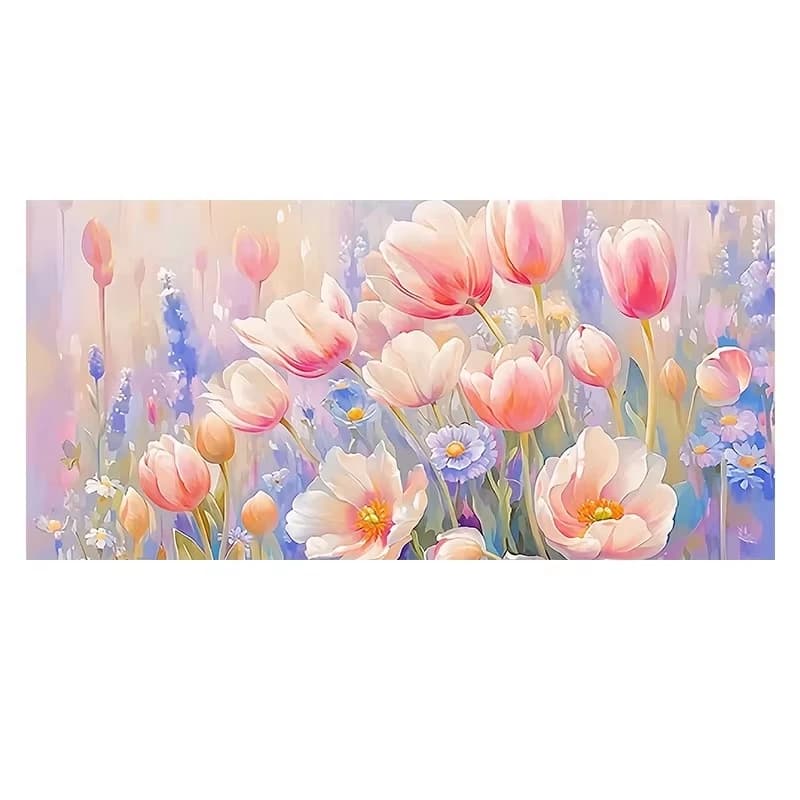 5D DIY Diamond Painting Kit Tulips Artwork Cross Stitch Full Drill Rhinestone Mosaic Wall Decor Craft Kit Home Decor Gift