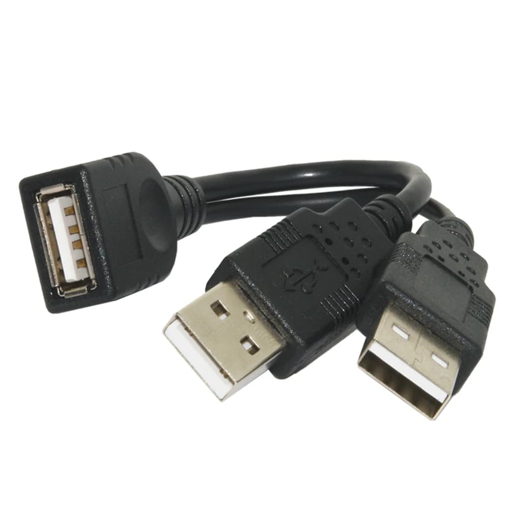 2PCS USB 2.0 A Male to USB Female 2 Double Dual Power Supply USB Female Splitter Extension Cable HUB Charge for Printers