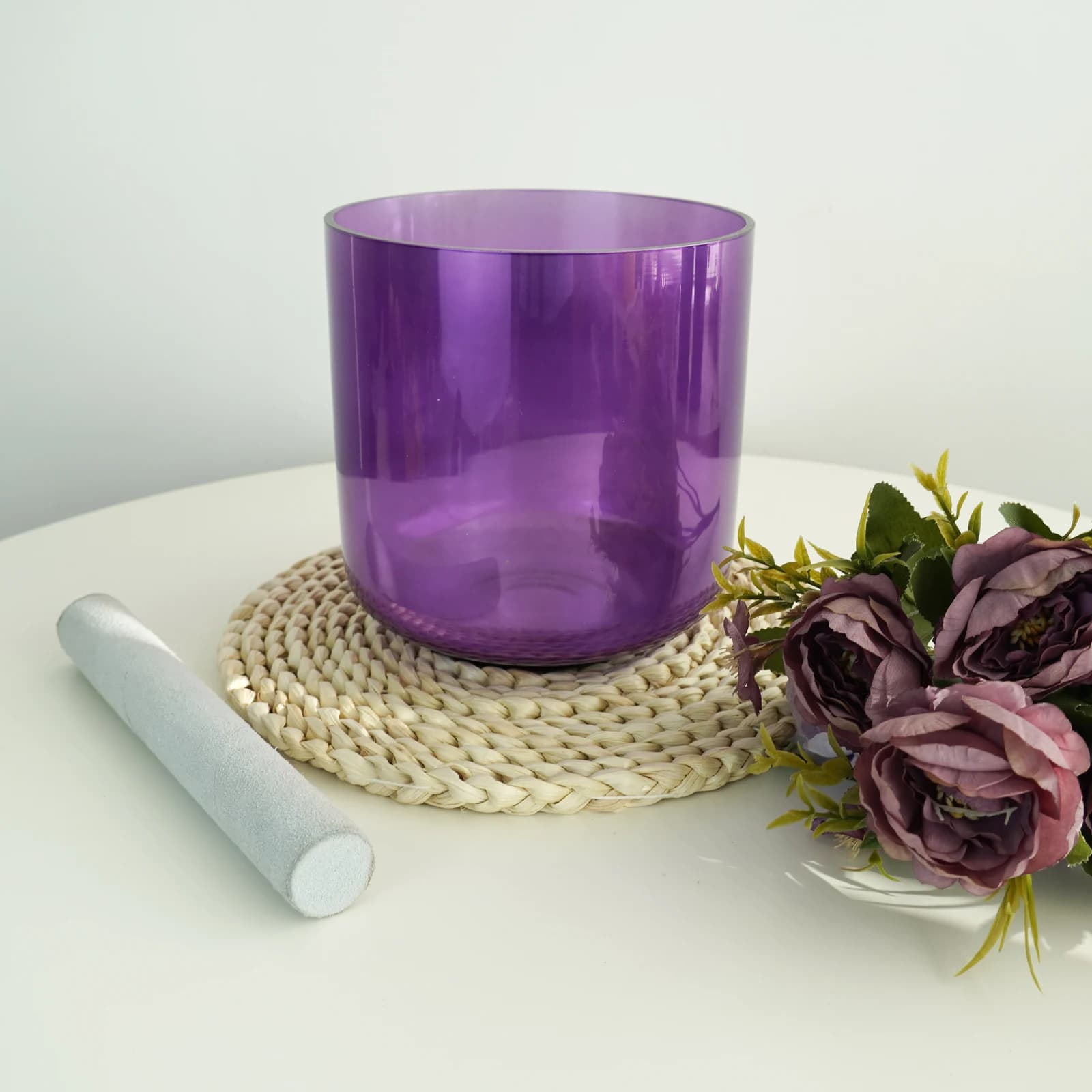 KVKA 6 inch Colored Clear Crystal Singing Bowl for Sound Healing Stress Relief and Meditation