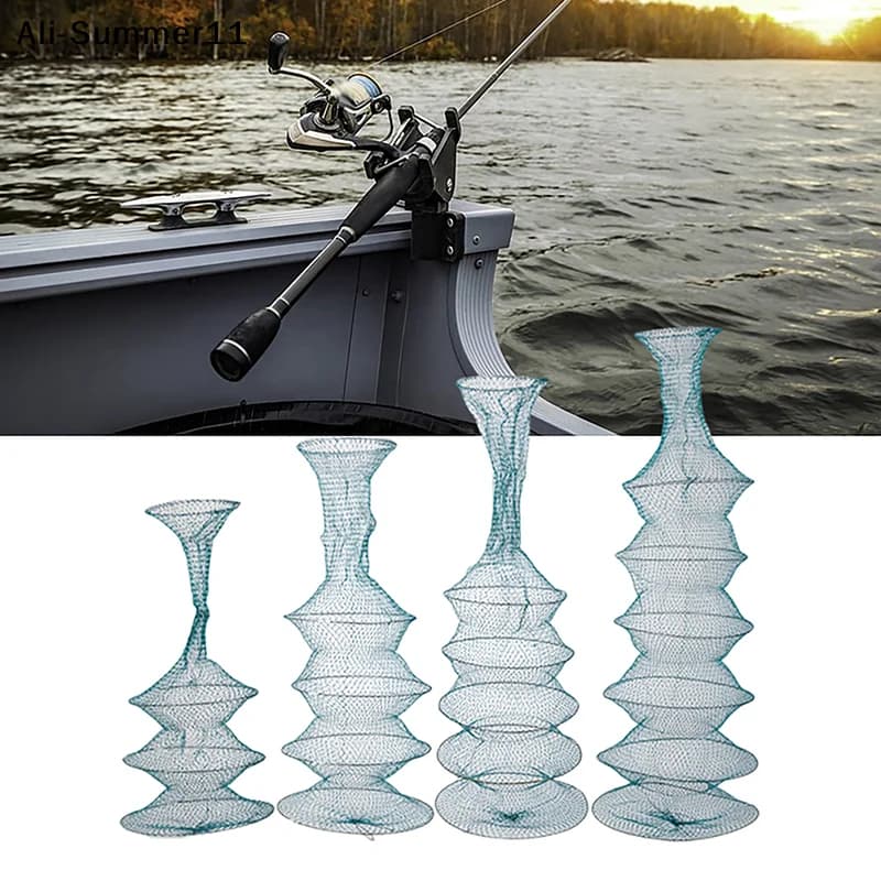 【A6L】Rete da Pesca a 3/5/8/10 Strati, Portatile, Pieghevole, ad Asciugatura Rapida, in Rete di Nylon, Cesto da Pesca, Gabbia Morbida in Acciaio per Gamberetti e Pesci