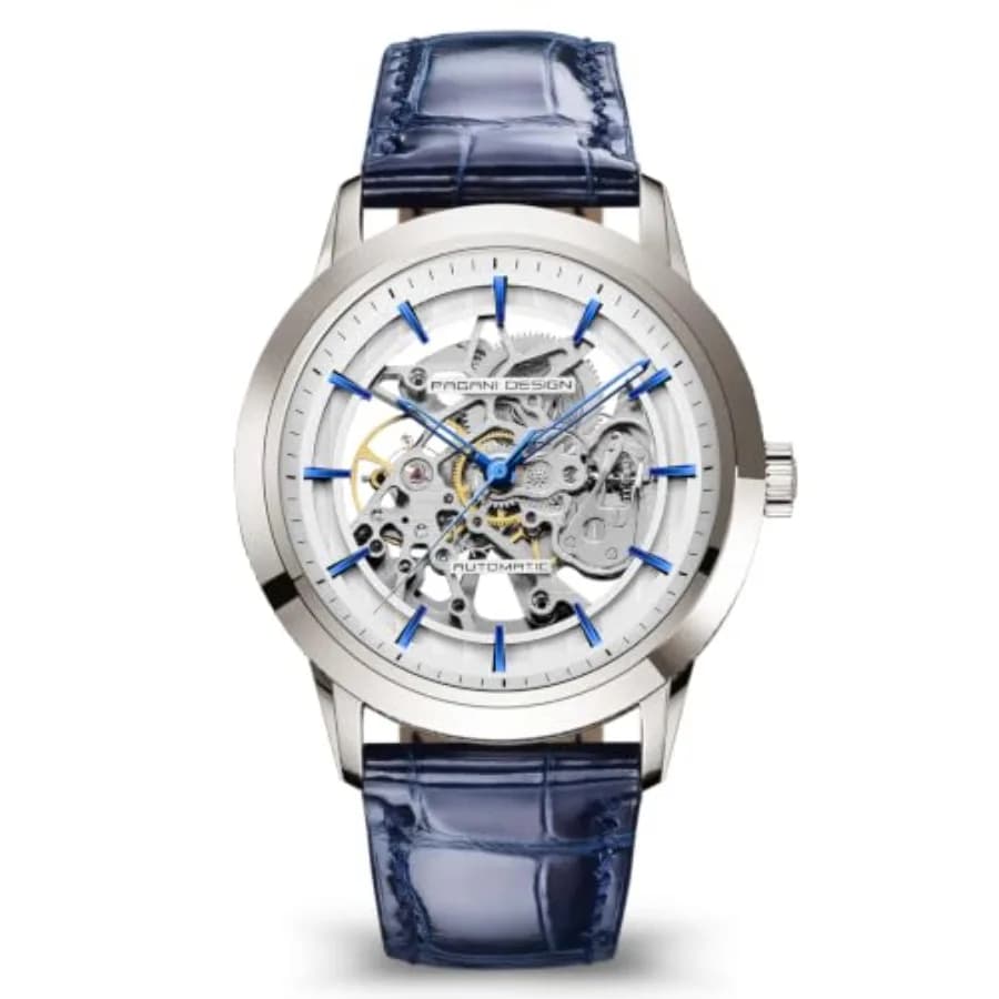 RollsTimi 1638 Men's Watch 43MM Skeleton Men's Automatic Sapphire Glass Mirror Stainless Steel Case Leather Strap Luxury Sports